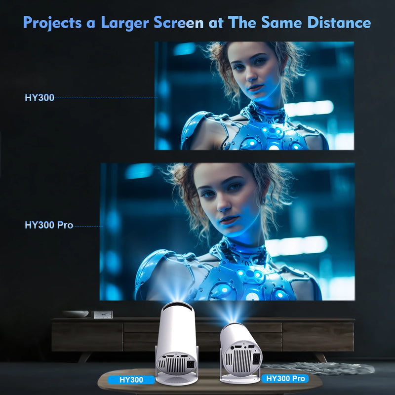 Mini Projetor Polaring HY300 PRO 4K Android 11 DUAL WIFI6 Home Cinema Outdoor Projetor / 1080P, 1280x720P, Cinema em casa, ao ar livre